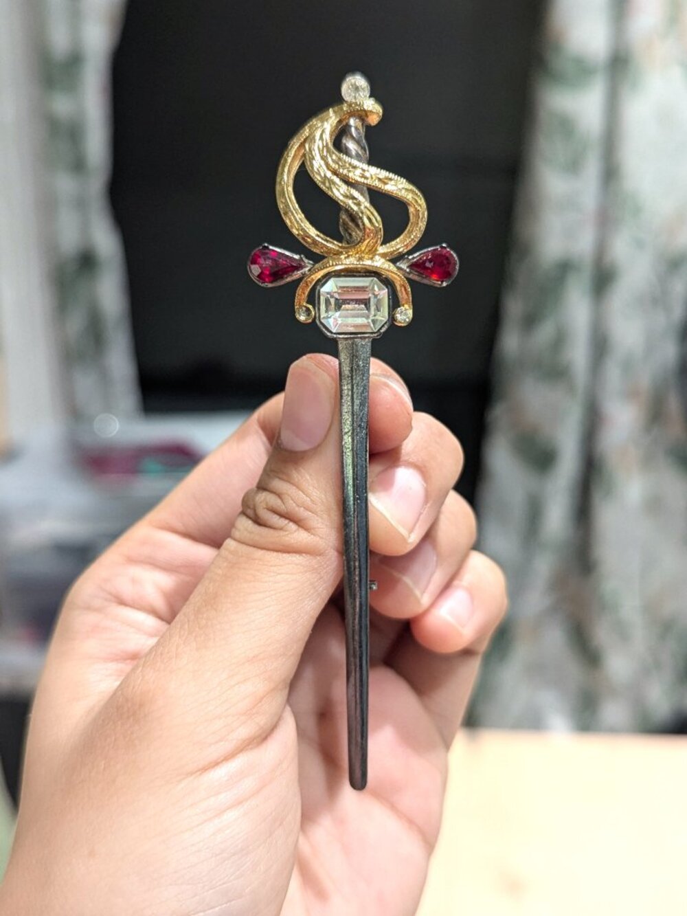 Vintage Large Gold and Silver Tone Statement Sword Brooch